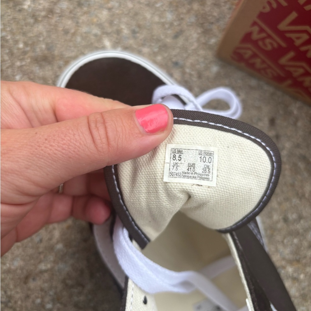 Vans Old Skool Brown and White Canvas Sneakers - Picture 9 of 11